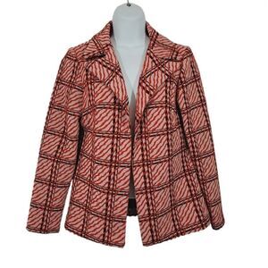 Vintage 60's 70's Textured Geometric Open Front Pointed Collar Jacket Size S/M